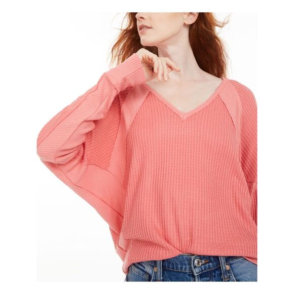 NWT FREE PEOPLE Womens Coral Long Sleeve V Neck Sweater Size: S - Picture 3 of 5